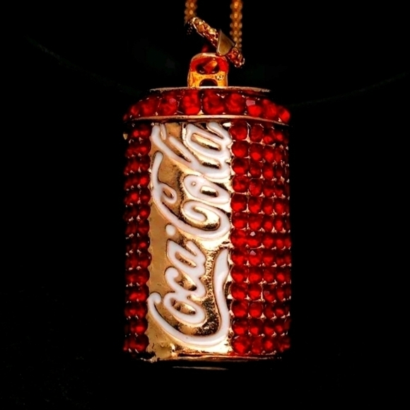 BETSEY Johnson 28" Shiny Red Enamel & Rhinestone Coca Cola neckl… - Picture 1 of 11